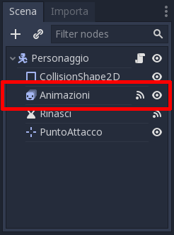 Il nodo `Animazioni`