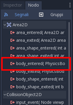Il segnale `body_entered`